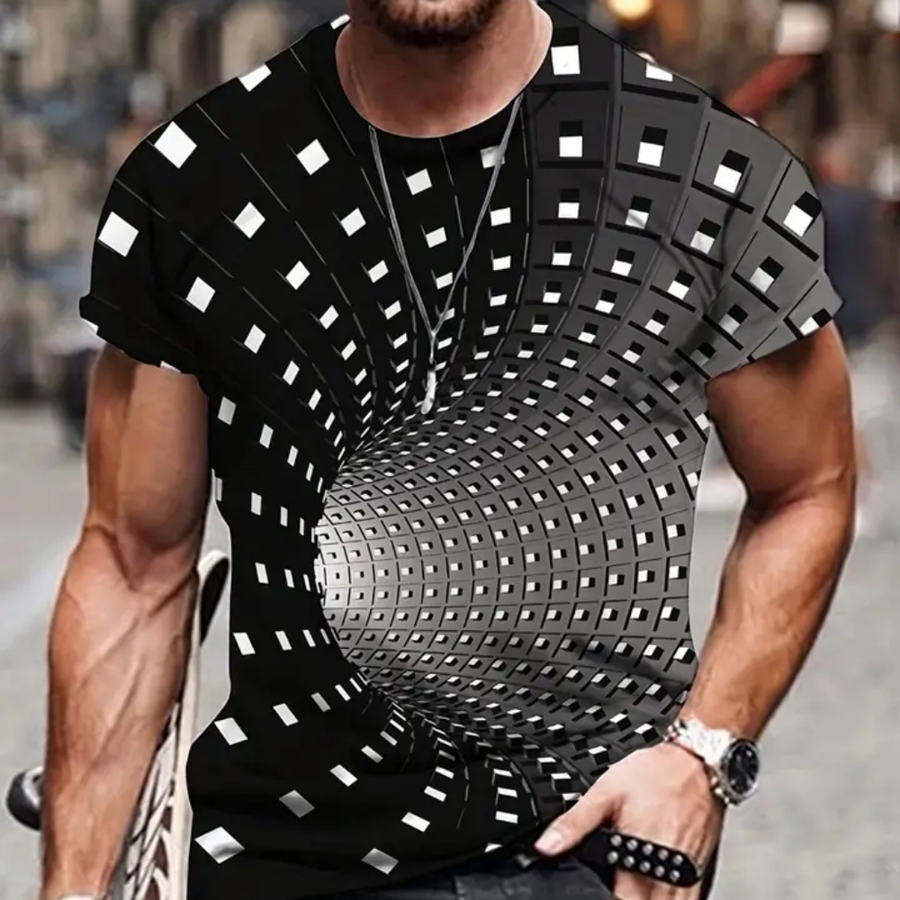 Trendy Men's Optical Illusion T-shirt